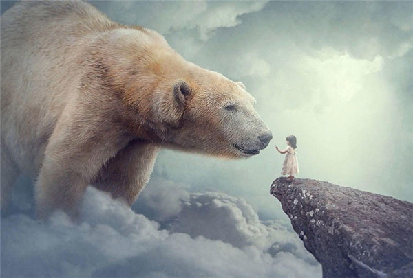 ps合成教程 制作温柔的北极熊和小女孩图片
